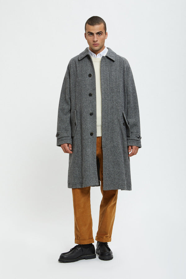 Pattern Wool Raglan Coat