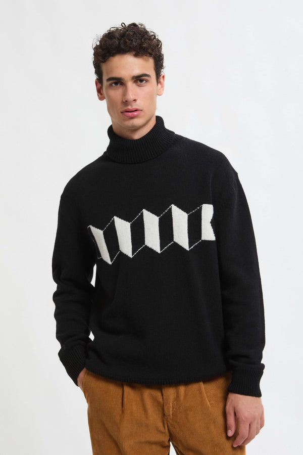 MAGLIONE A COLLO ALTO CON LOGO A FISARMONICA