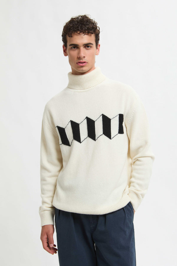MAGLIONE A COLLO ALTO CON LOGO A FISARMONICA