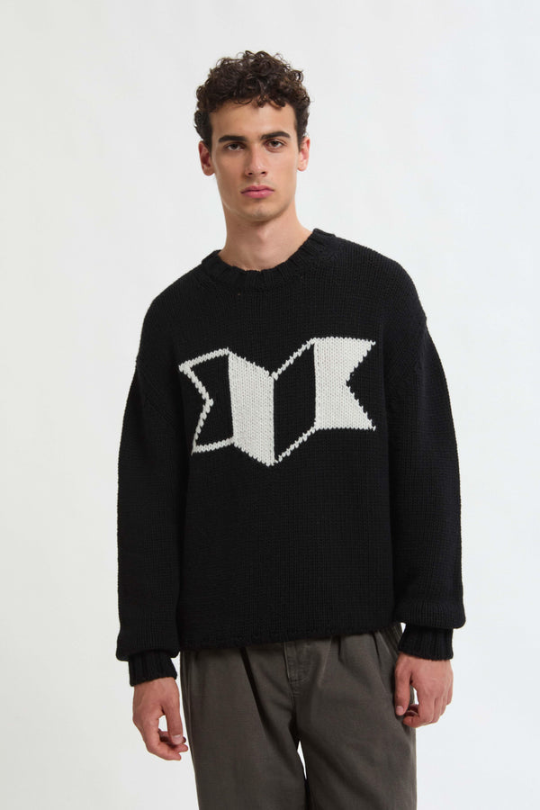 MAGLIA GIROCOLLO CON LOGO A FISARMONICA